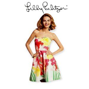 Lavish Lilly's Floral Strapless Cheerful Dress by Lilly Pulitzer size 6 (XS/S)
